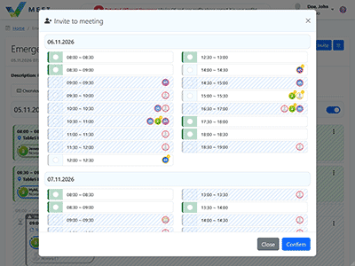 Attendee workload when creating a meeting